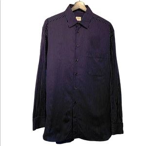 Armani Collezioni Button Down Shirt  - Pinstripe Navy